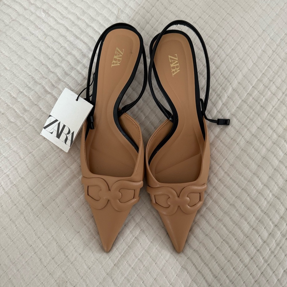 Zara Tan Pointed Toe Heels